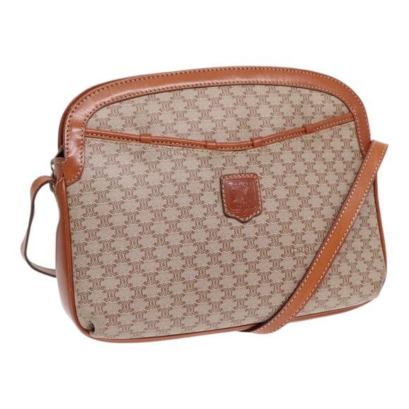 CELINE Macadam Canvas Shoulder Bag Beige Gold - Picture 1 of 16